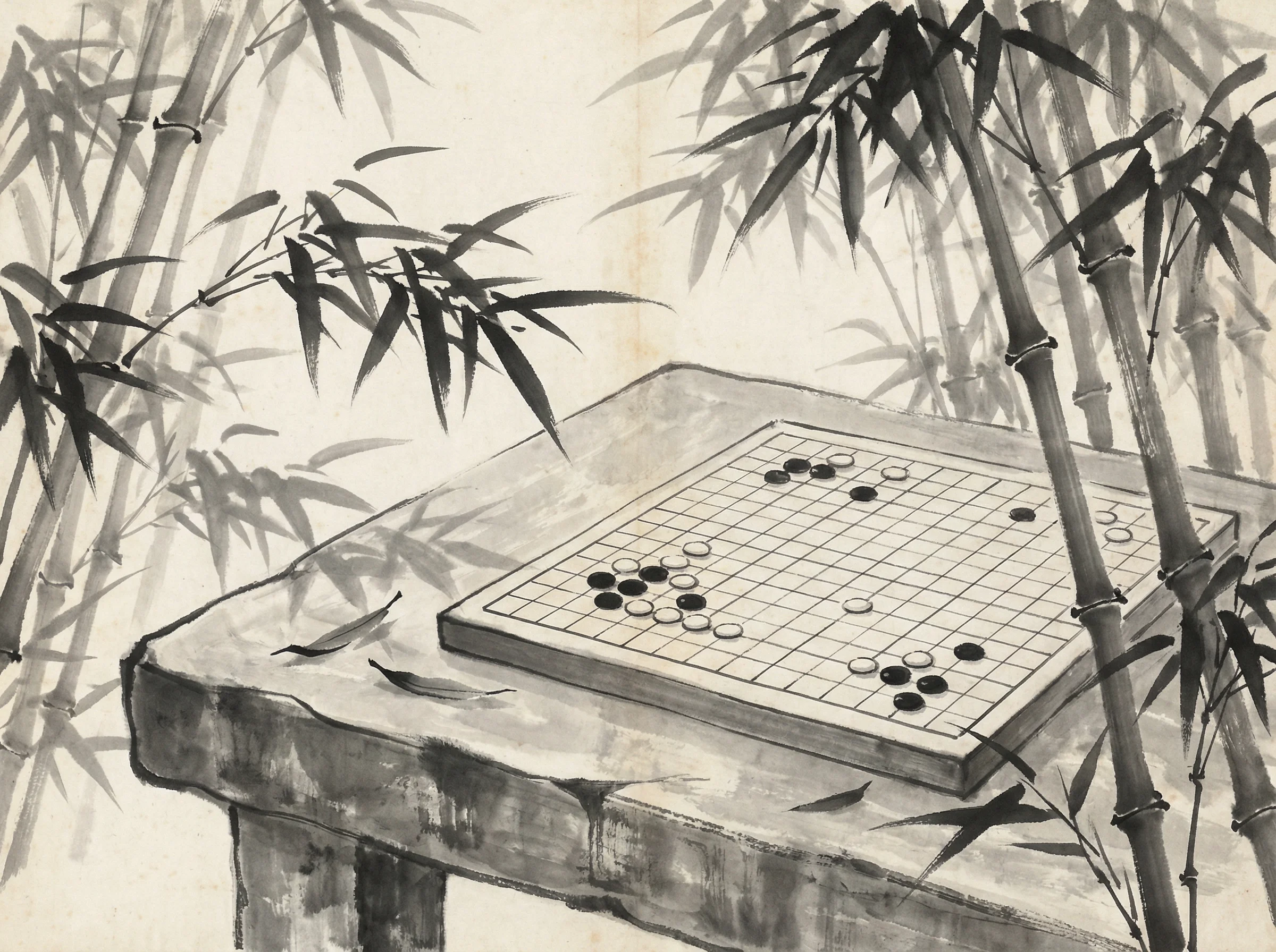 竹林棋盘上的 问鼎棋牌 经典布局