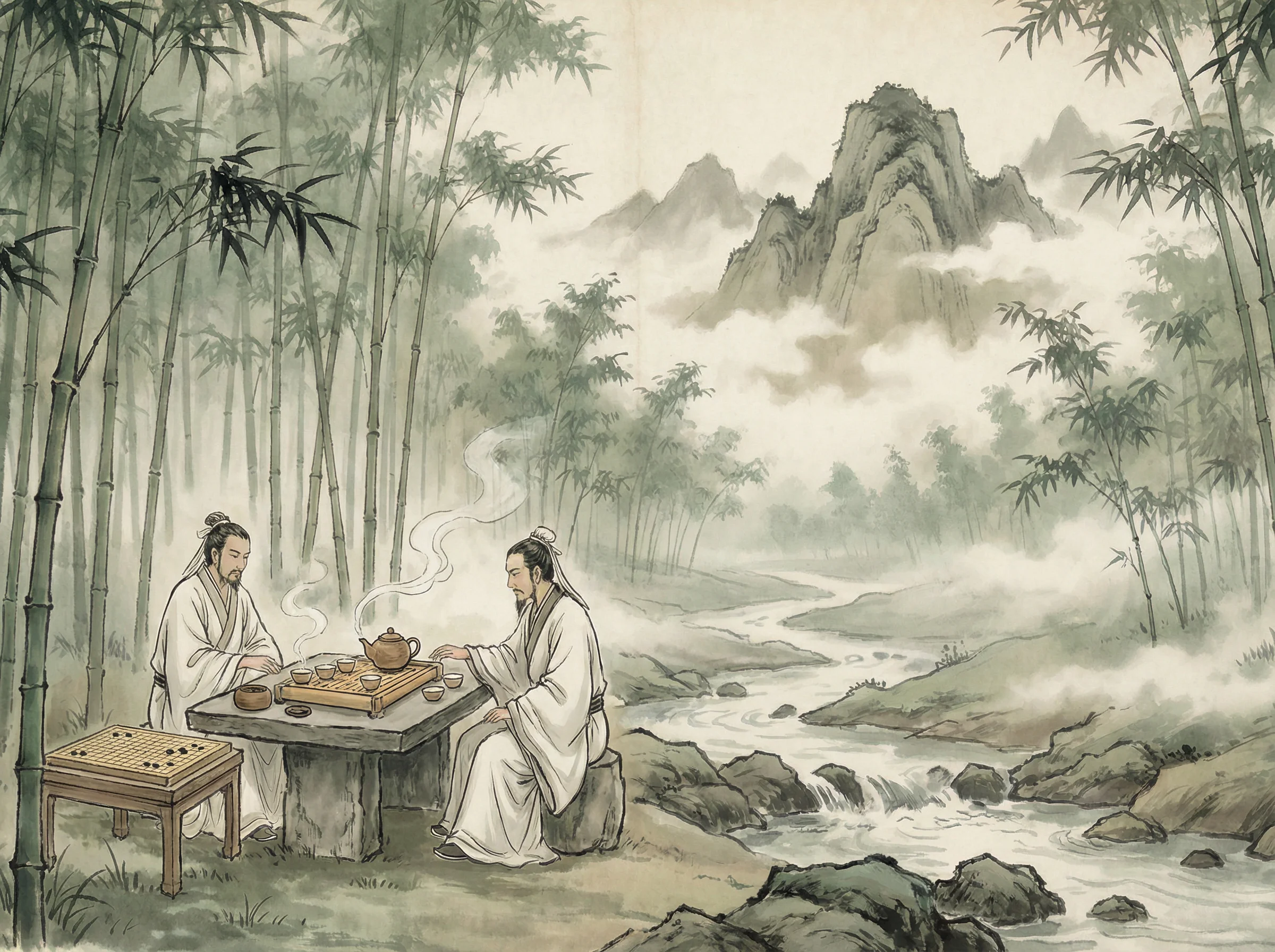 竹林中品茶对弈，体验 问鼎棋牌 禅意生活